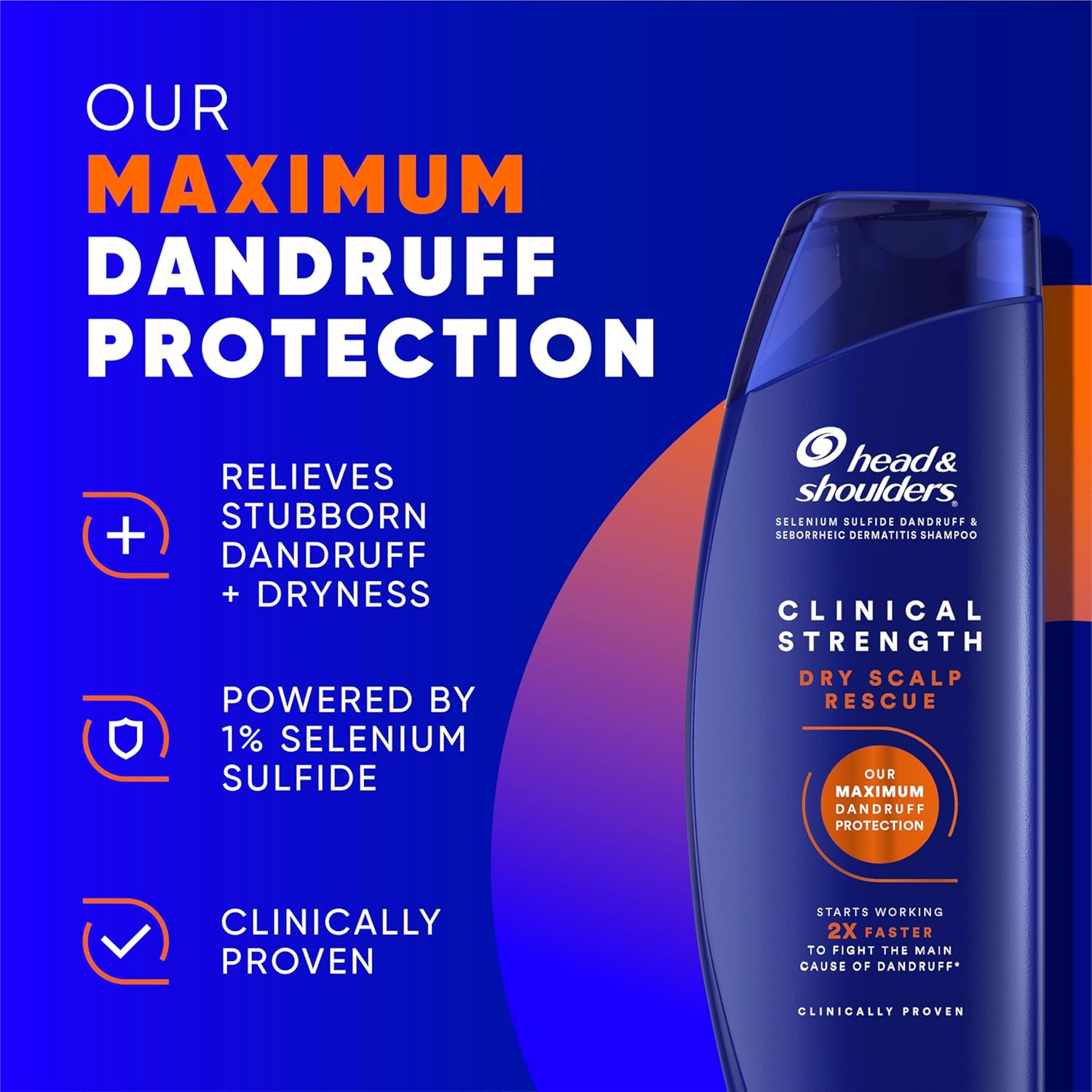 Head & Shoulders Anti-Dandruff Shampoo with 1% Selenium Sulfide, Clinical Strength Dry Scalp Rescue Shampoo Twin Pack, Seborrheic Dermatitis Relief, Dry Scalp 13.5 fl oz Each