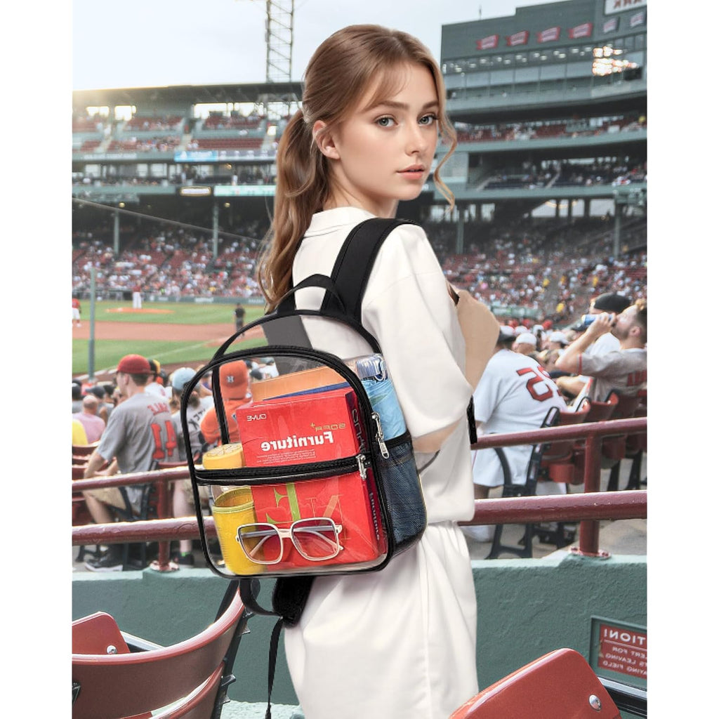 Clear Backpack Stadium Approved, 12X10.5X6 Inches Clear School Bag | 0.4Mm Thickened Pvc, Wider Shoulder Straps, Small Clear Bag For Stadium Events, School, Concert, Work, Festival