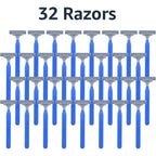Amazon Basics Twin Blade Pivoting Disposable Razors with Rubber Grip for Great Grip When Wet, Travel-Friendly, 32 Count, 1-Pack (Previously Solimo)