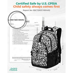 Snow Leopard Backpack For Teen Girls, Travel School Backpack For Girls Middle School Large Bookbag 18 Inch, Black