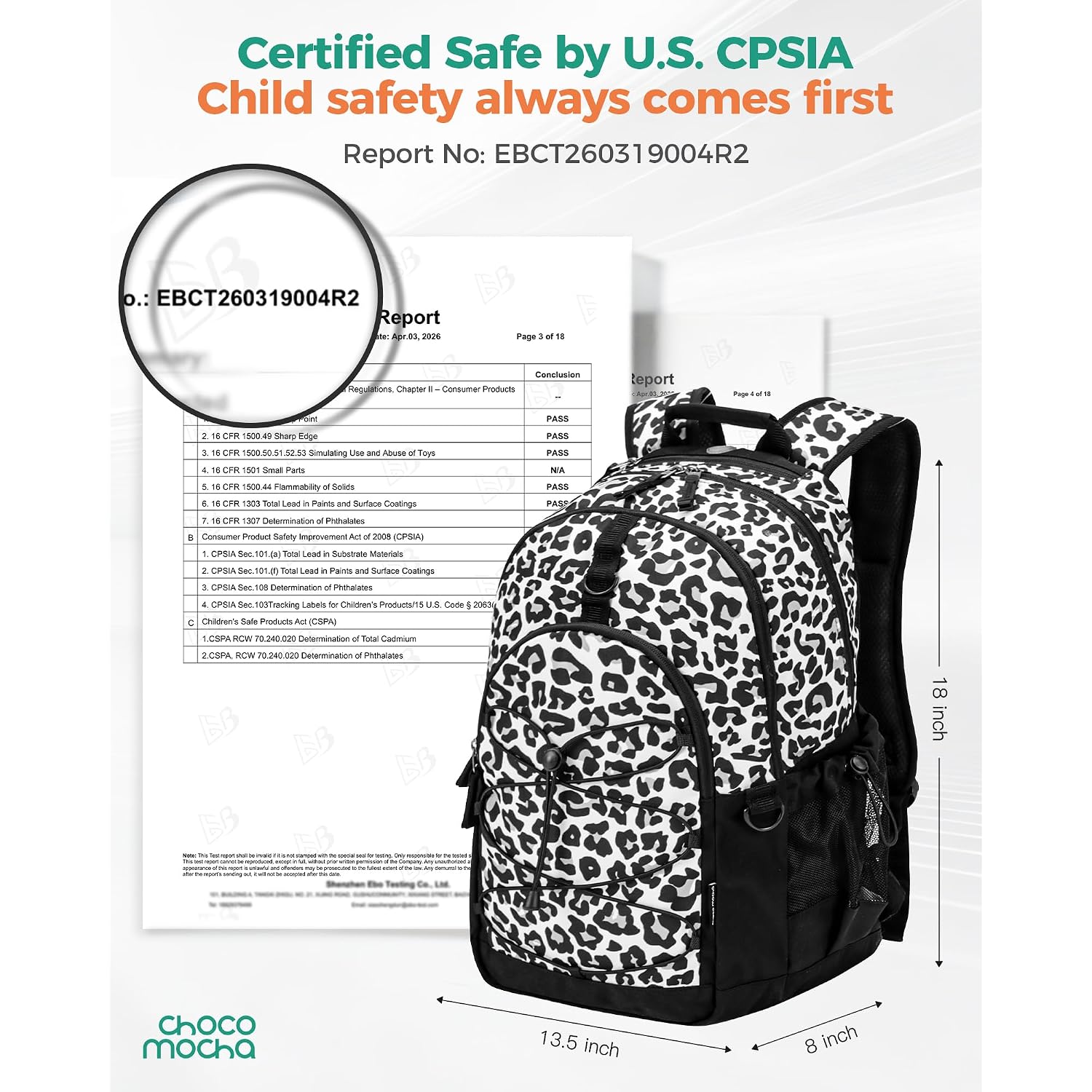Snow Leopard Backpack For Teen Girls, Travel School Backpack For Girls Middle School Large Bookbag 18 Inch, Black