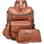 PU Leather Backpack Purse for Women | Anti-theft Ladies Shoulder Bag Handbag Suitable for Work, Travel, and Daily Use (Brown)