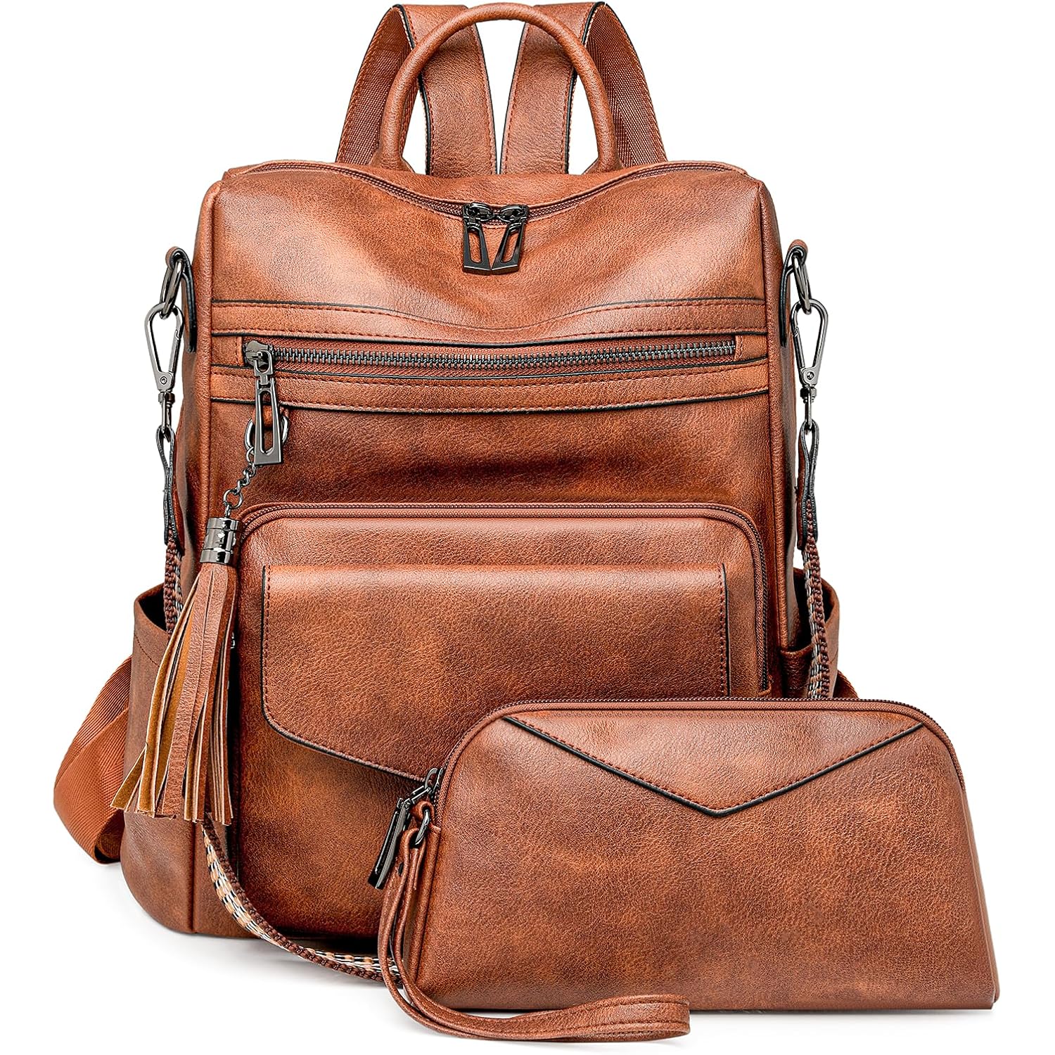 PU Leather Backpack Purse for Women | Anti-theft Ladies Shoulder Bag Handbag Suitable for Work, Travel, and Daily Use (Brown)