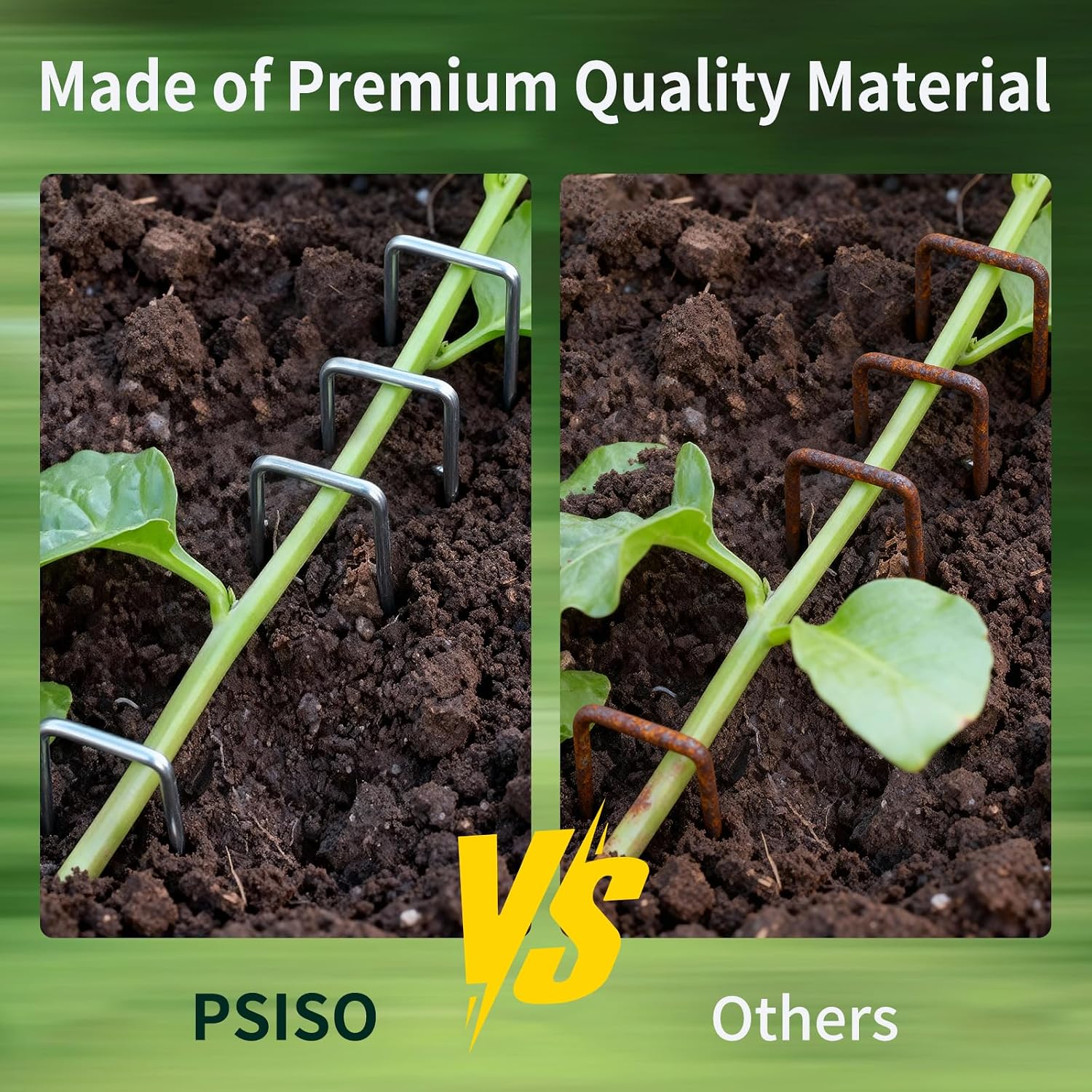 Psiso 57 Pack 4 Inch Galvanized U-Shaped Garden Stakes Landscape Staples, 12 Gauge Heavy Duty Tent Stakes Ground Yard Lawn Pins For Landscaping, Weed Barrier Fabric, Fencing, Outdoor Decor