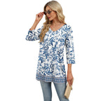 OFEEFAN 3/4 Length Sleeve Womens Tops Dressy Casual Plus Size Tunics to Wear with Leggings