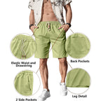 Comdecevis Men'S Linen Shorts Casual Elastic Waist Drawstring Summer Beach Vacation Yoga Golf Shorts With Pockets