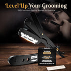 Utopia Care Professional Straight Razor for Men, Barber Straight Edge Razor Safety with 100 Pack Blades, Black