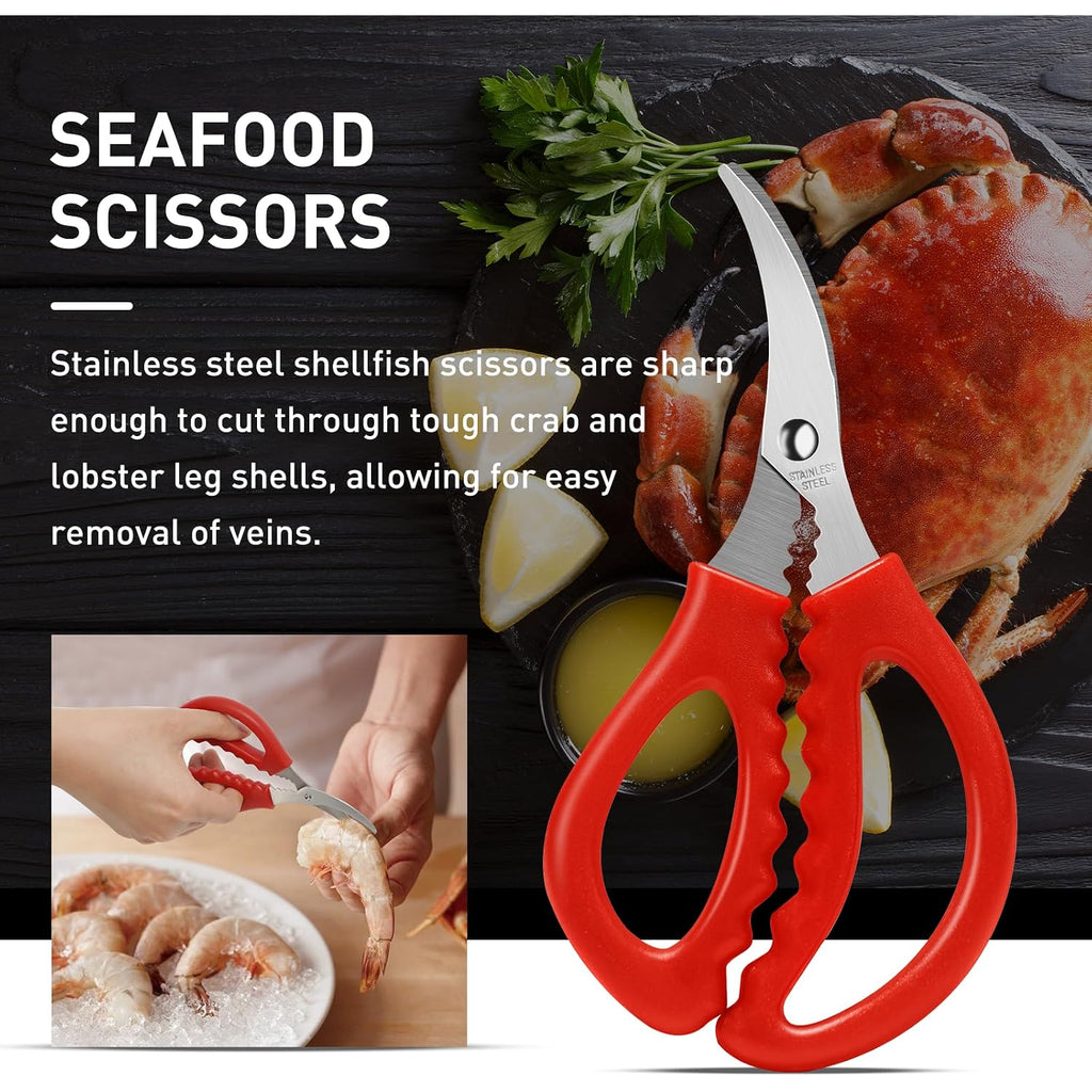 10 Pcs Seafood Tools Set Includes Crab Lobster Crackers, Stainless Steel Crab Forks/Picks, Lobster Shellers And Seafood Scissors, Nut Cracker Set For Crab Leg Crackers Tool