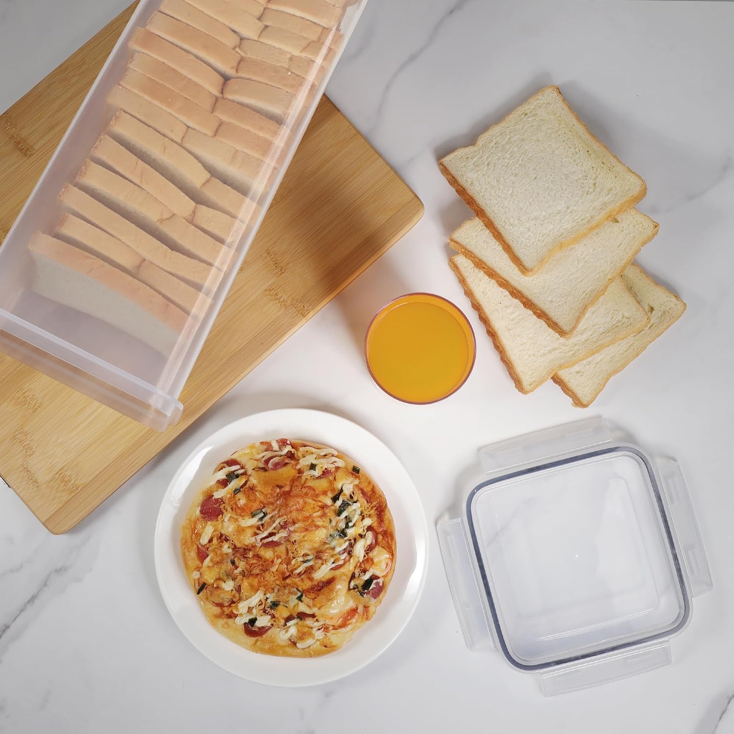 Tiawudi 2 Pack Bread Box, Plastic Bread Container, Bread Storage For Kitchen Counter, Bread Keeper With Airtight Lid, Tall Bread Saver, Sandwich Bread Holder, 5.6 Qt / 5.3L Each
