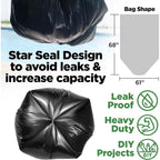 Toughbag 95-96 Gallon Extra-Large Trash Bags, 61X68” Black Garbage Bags, 1.2 Mil Thick (25 Count), Heavy-Duty Outdoor 95 Gallon Trash Bags – For Storage, Custodial, Landscape - Made In Usa