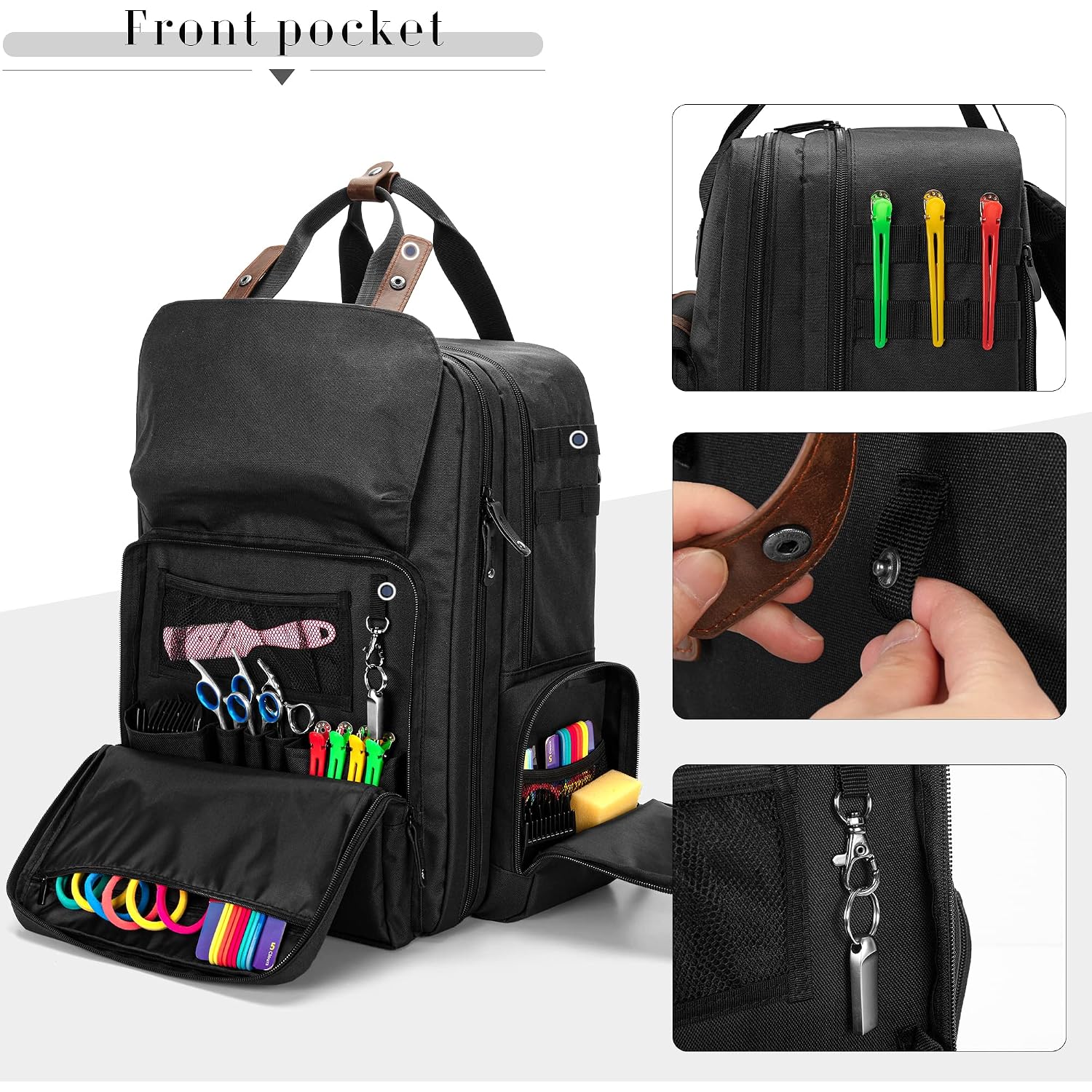Large Capacity Barber Case, Travel Hairdresser Bag Holds Various Hair Cutting Tools, Black