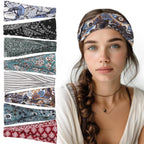 obeoby 8 Pack Headbands for Women, Boho Style Headbands for Summer Vacation Music Festival Outfits Non Slip Fashion Wide Hairband