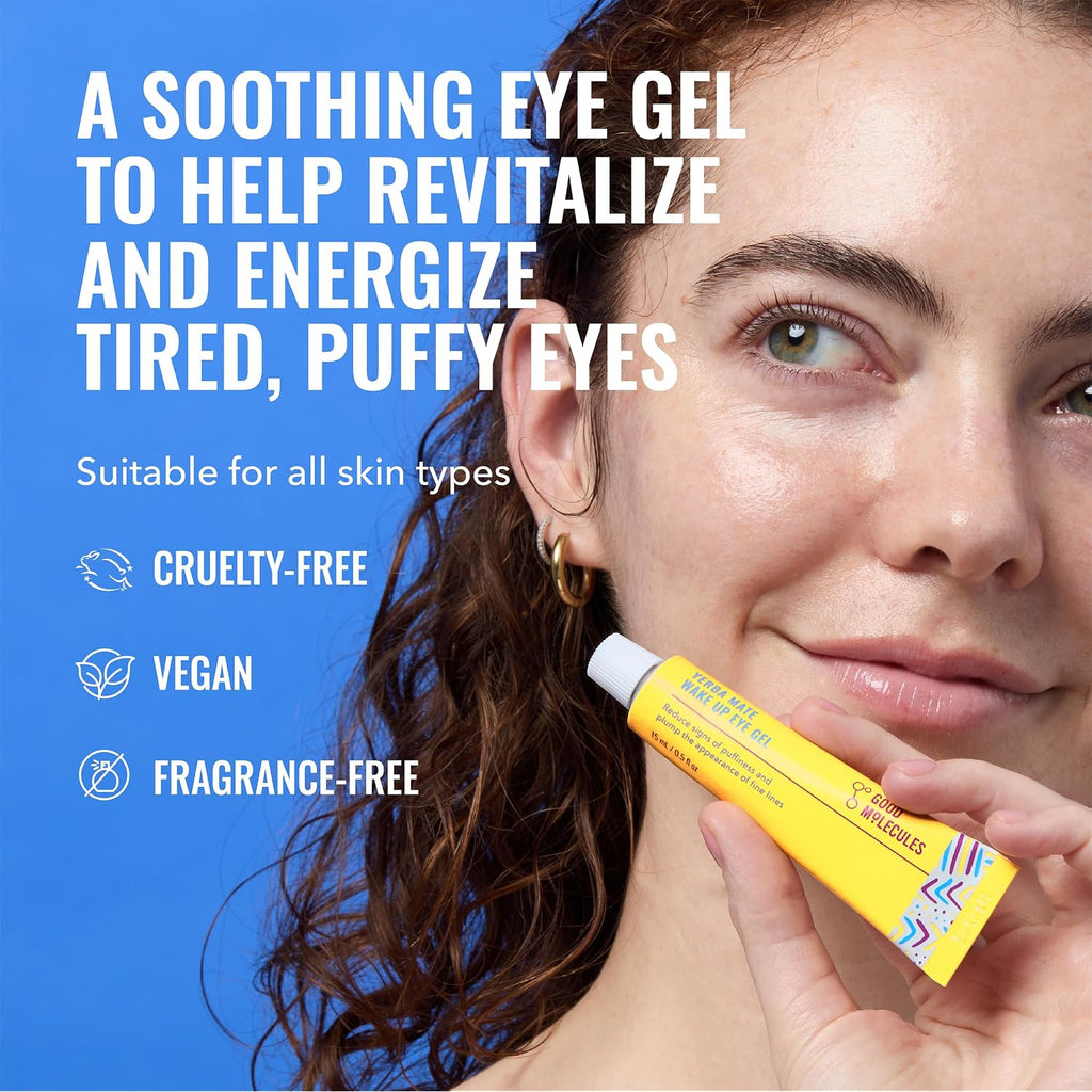 Good Molecules Yerba Mate Wake Up Eye Gel - Hydrating Under Eye Gel Cream With Hyaluronic Acid And Caffeine - Target Dark Circles And Puffiness - Skin Care For Face