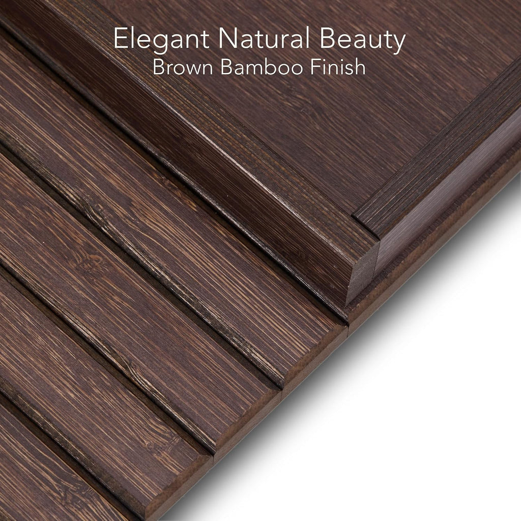 Detor Couch Arm Tray With Spacious 12.4" X 5.4" Storage Box, Walnut Bamboo Finish, Enhanced Non-Slip Felt Bottom, Sturdy Bamboo Slats, Fits Armrests 6" And Wider