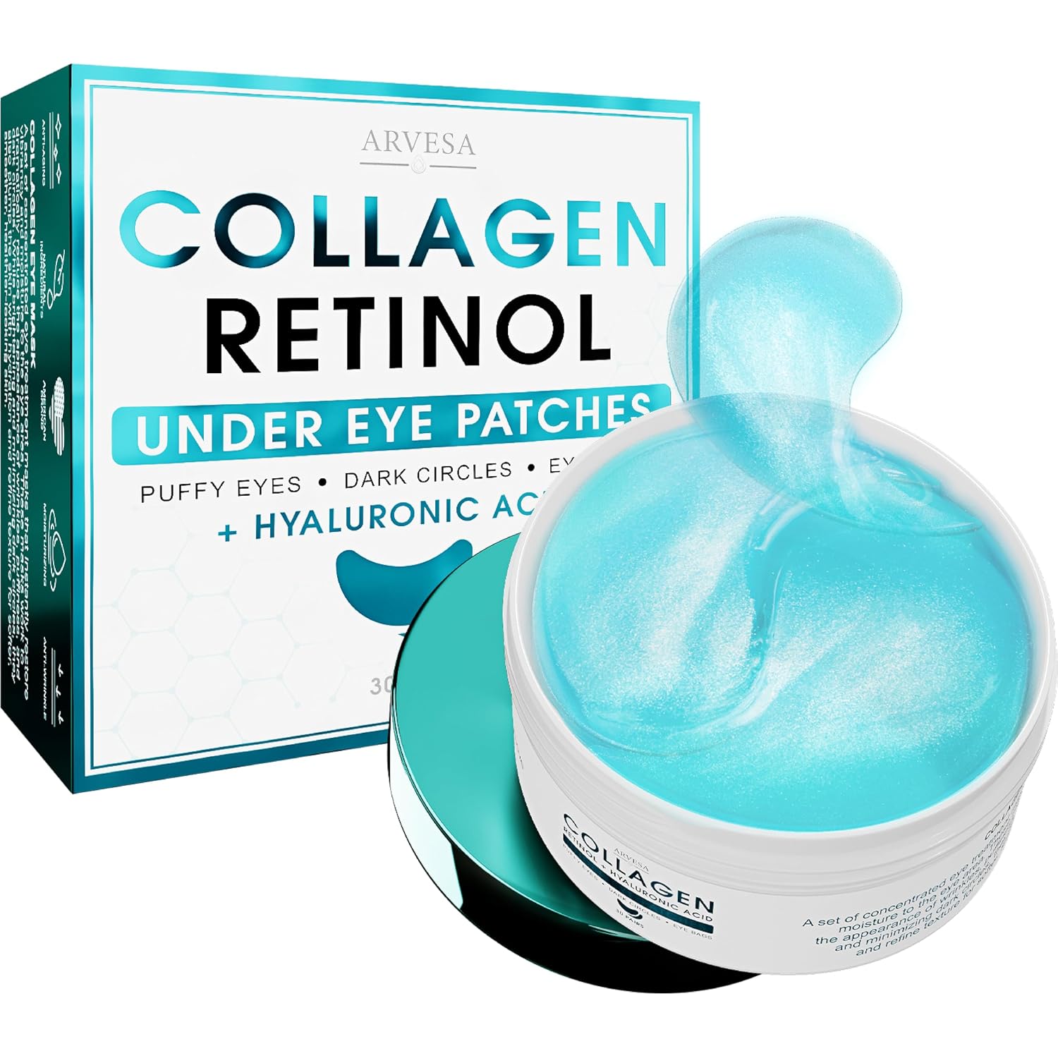 Under Eye Patches For Puffy Eyes And Dark Circles - Retinol Collagen Under Eye Masks - Reduce Wrinkles & Bags - Skin Treatment Pads - Anti Aging Moisturizer Mask For Women Gift - 60 Gel Pads