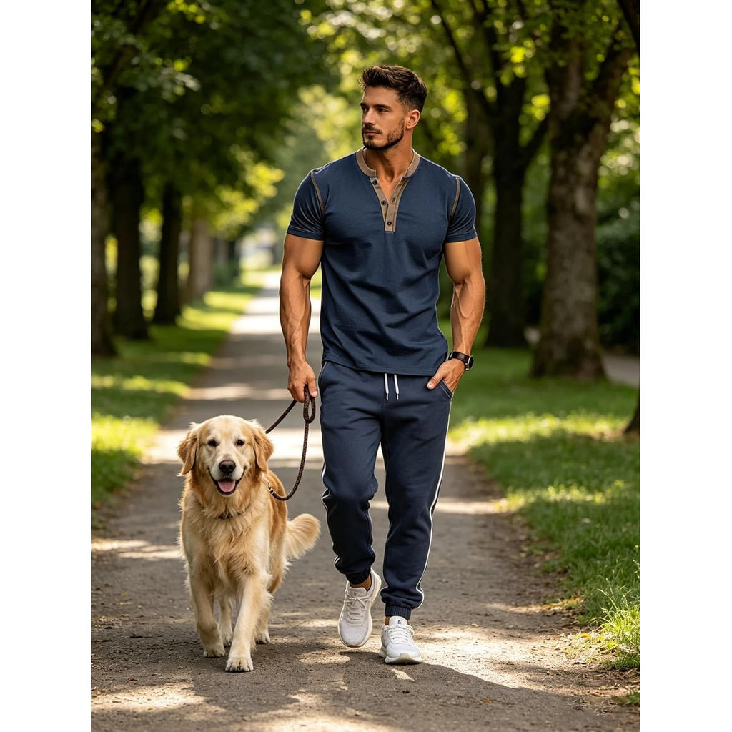 Men'S Casual Henley Shirts Classic Button Cotton Short Sleeve T-Shirt Summer Basic Solid Lightweight Tees Tops