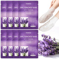 TEAWOO 8 Pairs Moisturizing Foot Masks with Lavender Oil & Jojoba Oil, Intensely Hydrating Foot Mask for Dry Cracked Feet, Moisturizing Socks for Cracked Heel Treatment