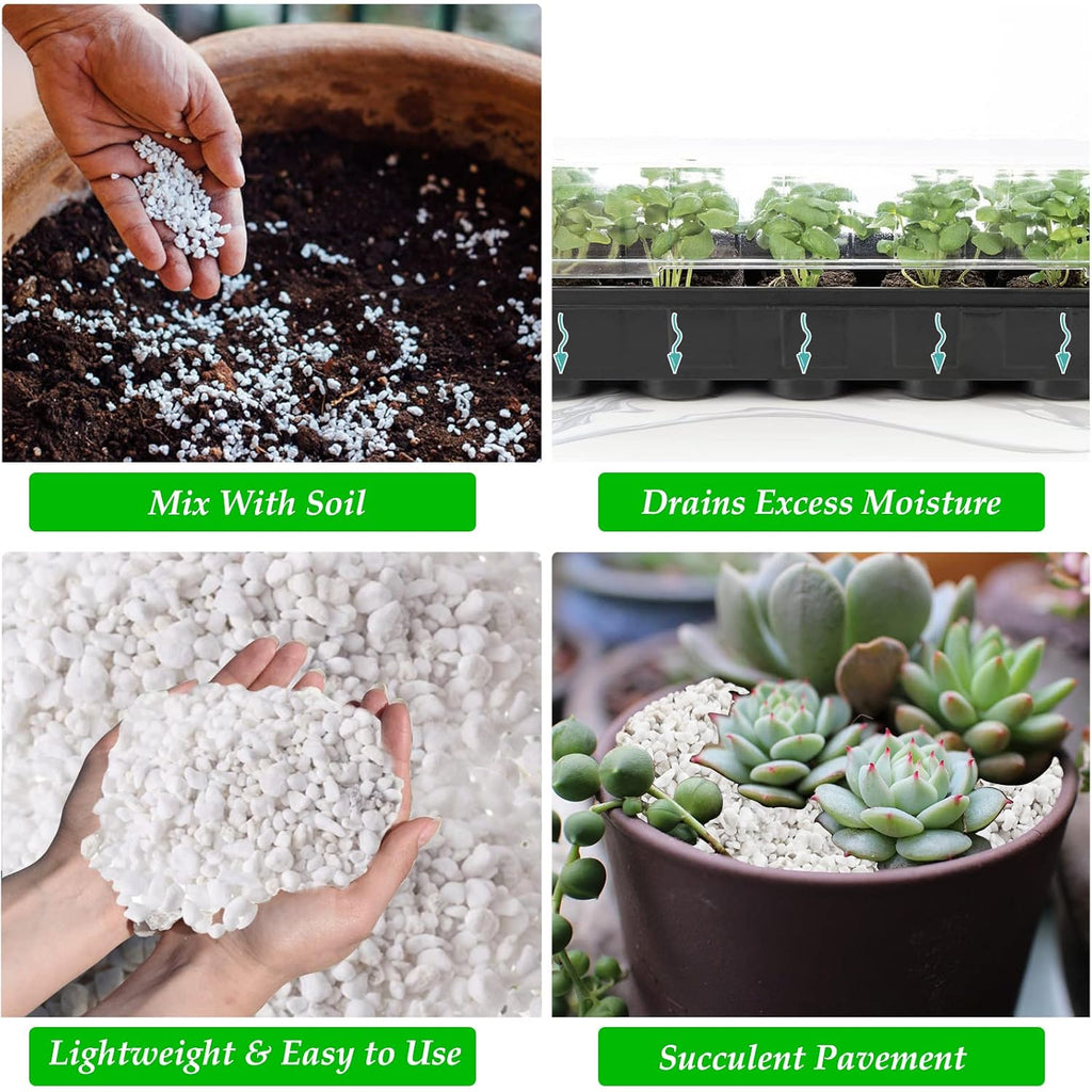4 Quarts Organic Horticultural Perlite For Plants Indoor- Natural Horticultural Soil Additive Conditioner Mix For Improves Drainage, Ventilation And Root Growth