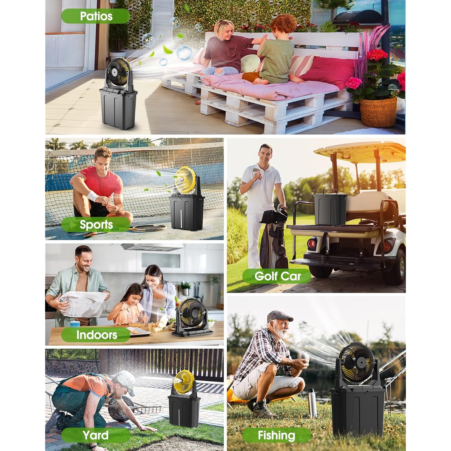 Ausic Portable Misting Fan, 9L 10-Inch Outdoor Mist Fans For Outside Patios Cooling, 20000Mah Rechargeable Battery Fan With Water Box, 3 Strong Winds, 3 Spray Mister, Camping/Beach Summer Essentials