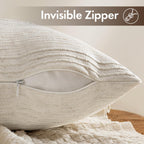 Miulee Striped Throw Pillow Covers 20X20 Decorative Textured Pillow Covers Pack Of 2 Linen Cushion Cases For Couch Bed Sofa Livingroom Farmhouse Home Decor, Natural Beige