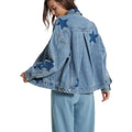 Vintage Oversized Women Denim Jacket, Retro Boyfriend Jean Coat With Button Up, Baggy Fit, Pockets, Casual Outerwear