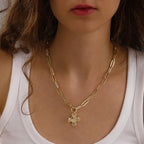 Bheop Chunky Cross Necklace for Women Trendy 14K Gold Silver Layered Statement Cross Pendant Charm Necklace Waterproof Paperclip Herringbone Snake Choker Chain Christian Jewelry Set Gift Non Tarnish