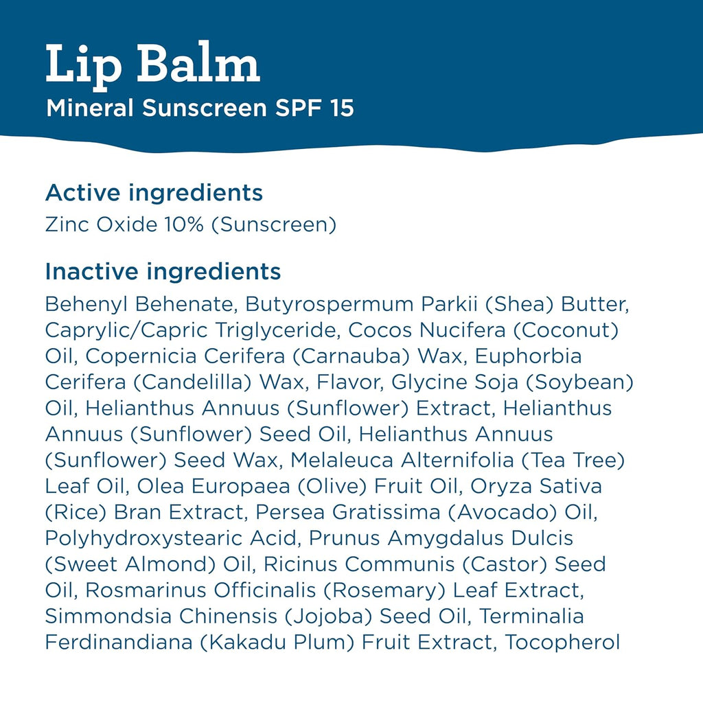 Blue Lizard Mineral Spf 15 Lip Balm, 3-Pack: Broad Spectrum Sun Protection, Natural Coconut Flavor, 8 Natural Oils, Infused With Australian Kakadu Plum, Rich In Vitamin C, Vegan, Each Tube 0.13 Oz.
