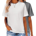 Women's T-Shirts Short Sleeve Tops Summer Casual Blouse Crew Neck Basic Shirt 2 Pack Loose Fit Tee