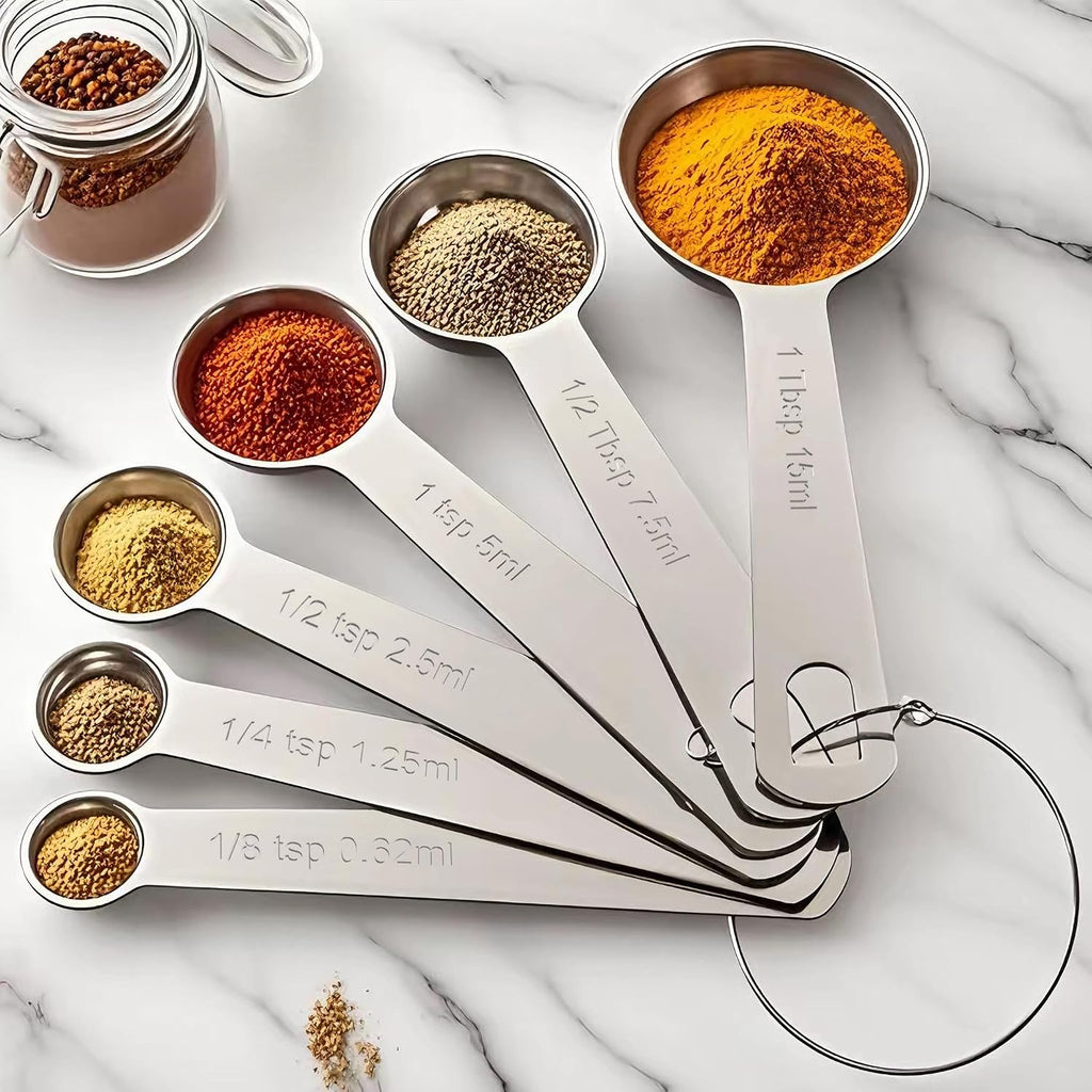 Stainless Steel Measuring Spoons Set,Coffee Scoop Spoon,Kitchen Gadgets For Cooking & Baking,Set Of 6