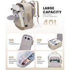 Lovevook Large Travel Backpack For Women, Tsa Carry On Backpack For Airplanes, 40L Personal Item Travel Bag For Women Fits 17" Laptop,Waterproof Carry On Bag Airplane Approved With 3 Packing Cubes