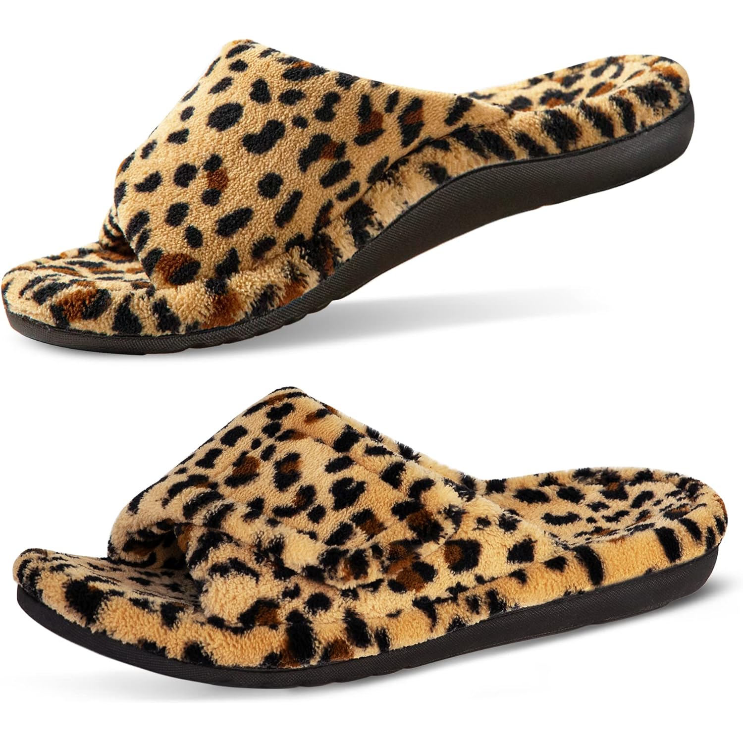 Women'S Orthotic Arch Support Slippers Fuzzy Adjustable Orthopedic Slippers For Plantar Fasciitis Furry Slide For Ladies