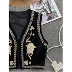 Verdusa Women'S Cowgirl Vest Western Outfit Linen Vest Embroidered Boho Tops