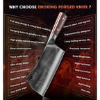 7.5″ Cleaver Knife, Chef’S Knives – Hand Forged, German High Carbon Stainless Steel Butcher Knife With Full Tang Handle For Home Kitchen & Restaurant