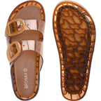Bronax Jelly Sandals For Women, Clear Adjustable Double Buckle Casual Slip On Slides For Vacation Pool Outdoor