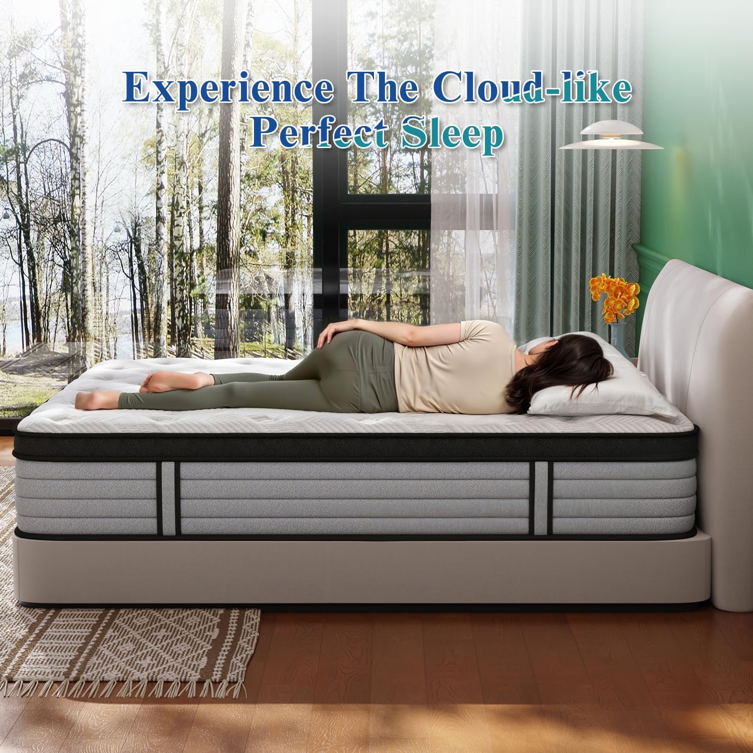 Queen Mattress, 12 Inch Hybrid Matress With Memory Foam & Individual Pocket Springs, Queen Size Mattress In A Box, Pressure Relief, Edge Support, Motion Isolation