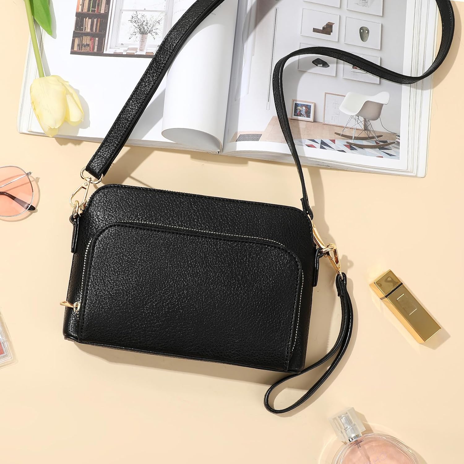 Crossbody Bag For Women - Pu Leather Shoulder Bag Trendy Small Crossbody Purse Bag For Travel Work Party