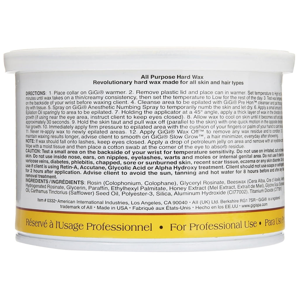 Gigi All Purpose Hard Wax for Hair Removal - DIY At-Home Waxing Kit for Face & Body, 14 Oz