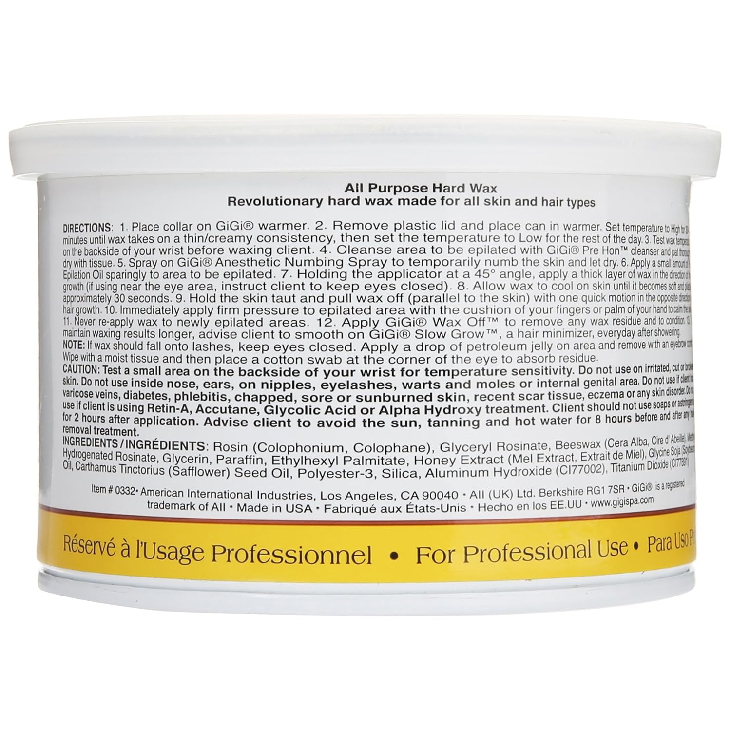 Gigi All Purpose Hard Wax for Hair Removal - DIY At-Home Waxing Kit for Face & Body, 14 Oz