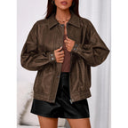 Prettygarden Faux Leather Jacket Women Bomber Motorcycle Zip Up Jackets Oversized Fall Fashion Outfits 2026 Winter Coats