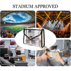 Clear Purse For Women Stadium Approved, Clear Crossbody Bag With Leather Edging For Concert Sports Events