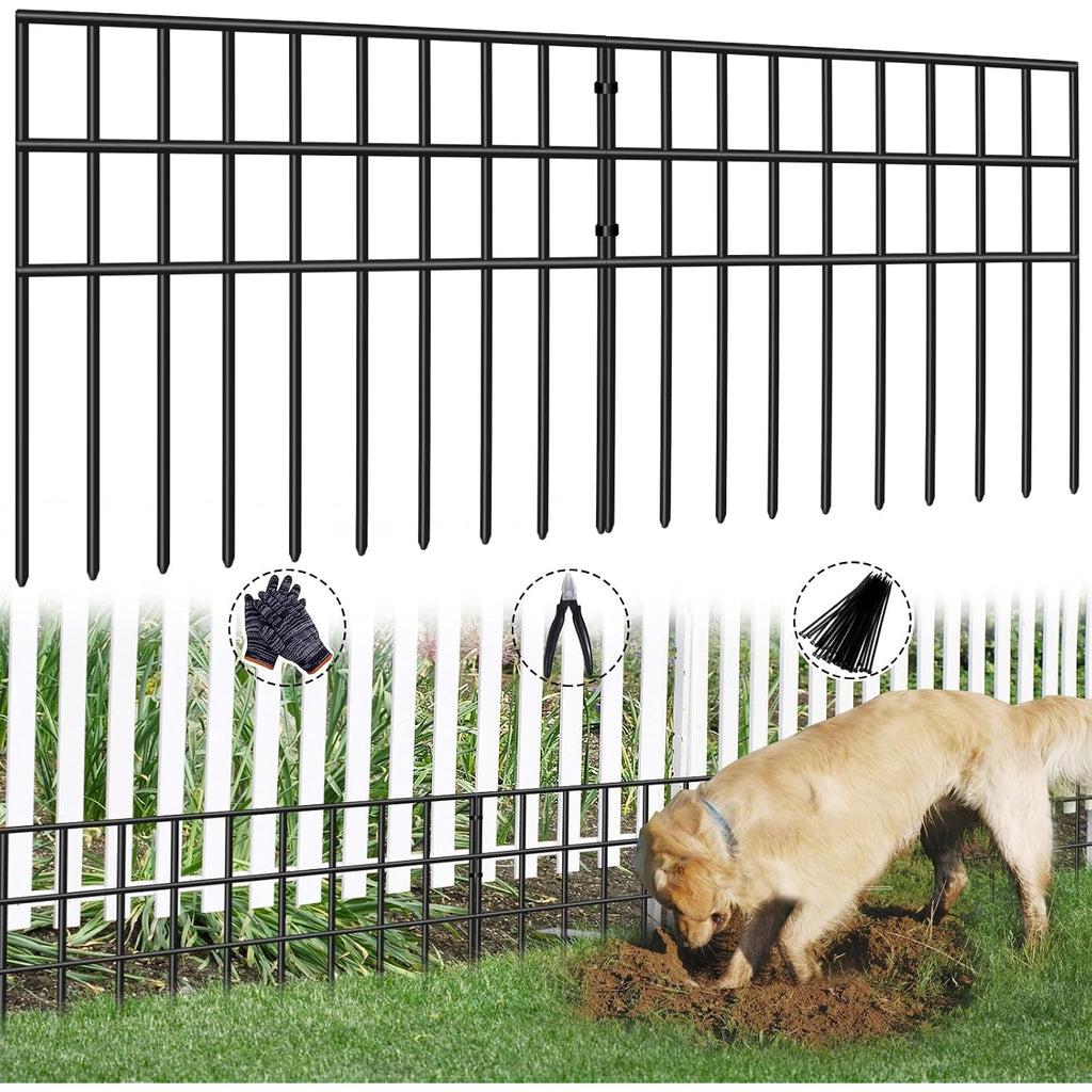 42.5Ft(L) X 13In(H) Animal Barrier Fence, 30 Panels No Dig Garden Fence For Dog Rabbit, Rustproof Anti Digging Barrier, Garden Edging Border Ground Defense For Outdoor, Yard, Patio