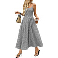 Relipop Women'S Summer Midi Dresses 2026 Casual Plaid Sleeveless Spaghetti Strap Smocked Tiered Beach Sundress & Pockets
