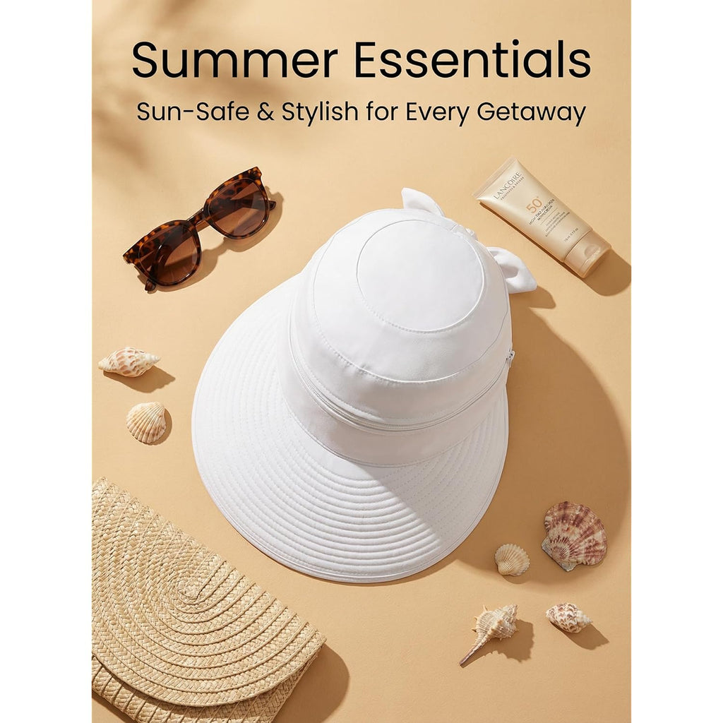 2-in-1 Women’s Sun Visor Sun Hat Zipper Off Ponytail Friendly, Lightweight Quick Dry, Summer UV Protection