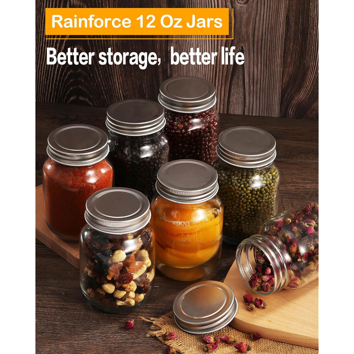 12oz Glass Jars With Lids Regular Mouth 20 Pack -Mason Jars 12 oz For Crafts, Meal Prep, Canning Jars For Food Storage Frascos De Vidrio Con Tapa Para Conservas-with 20 Chalkboard Stickers-Silver Lid