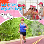 Mahjong Print Trucker Hat Mahj Squad Embroidered Cap Mahj Cap Foam Trucker Hat for Mahjong Accessories Party Gifts Deep Pink