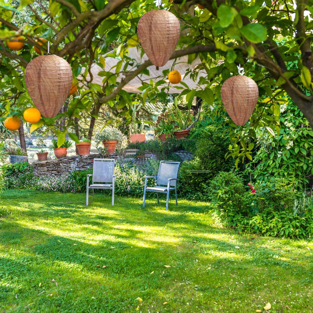 4 Pack Wasp Nest Decoy Hanging Wasp Nest Stay Away From Wasps Hornets Yellow Jackets | Handmade Paper Hive Model, Realistic Beehive Decoration, For Eaves/Courtyard/Pool Areas, Hanging Design, Easy Mount