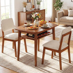 Giantex Dining Table Set For 2, Space Saving Kitchen Table And Chairs Set W/Rubber Wood Frame, Storage Rack, Padded Seats & Backrests, Dinette Set For Small Space, Apartment, Dining Room, Walnut