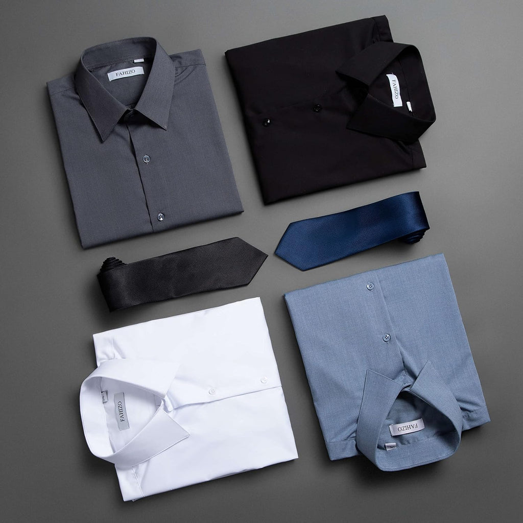 Men'S Dress Shirt Casual Regular Fit Stretch Solid Long Sleeve Button Up Shirts