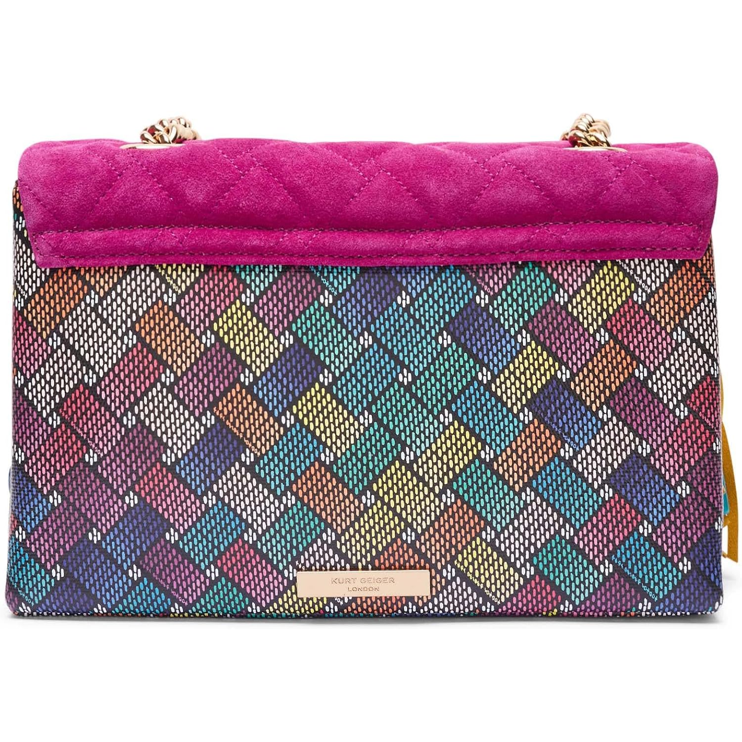 KURT GEIGER LONDON Kensington Leather Fringe Shoulder Bag | Double chain strap, Magnetic closure, Bead accent