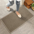 Sturdy Front Door Mat, Absorbent Muddy Dirt Resist Welcome Door Mats Outdoor Indoor, Stain And Fade Resistant, Non-Slip Rubber Backing Low Profile Doormat For Entryway, 30×17, Beige